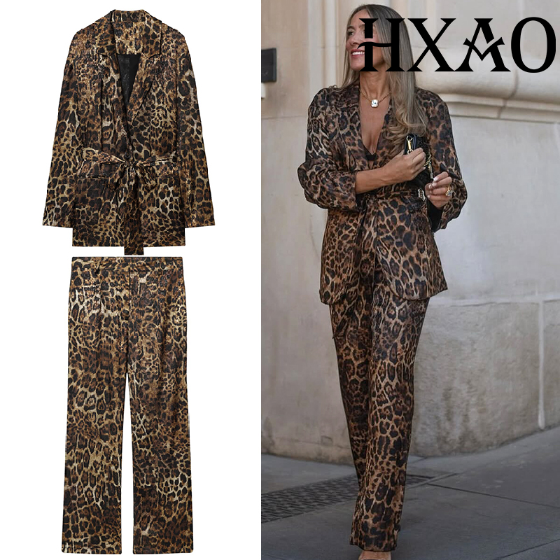 Formal Attire Woman - HXAO léopard pantalon ensembles 2 pièces