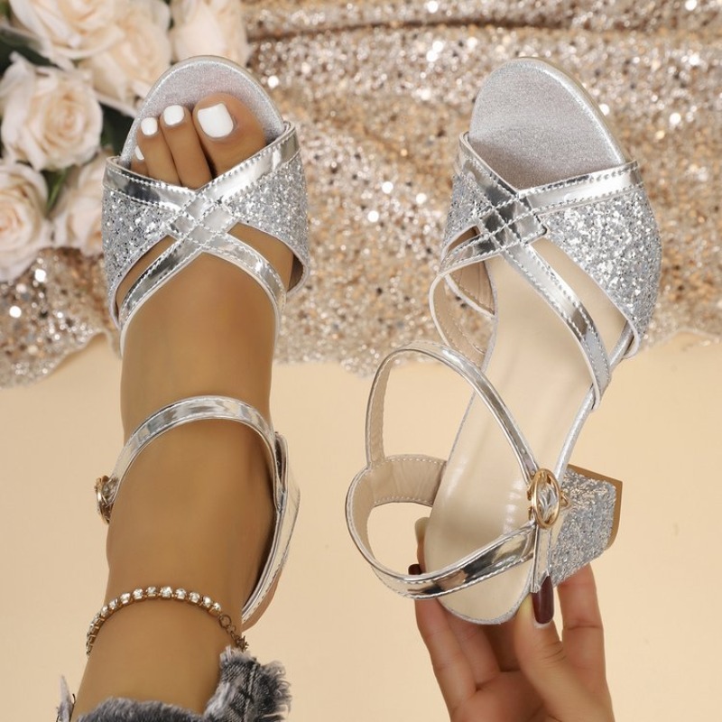 Women'S Formal Wear To A Wedding - Sandales à talons carrés pour femmes,