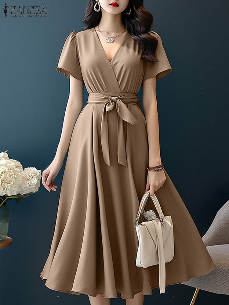 ZANZEA-Robe mi-longue élégante - Women Formal Wear Zara avis et prix