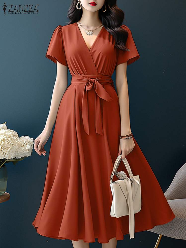 ZANZEA-Robe mi-longue élégante - Women Formal Wear Zara avis et prix