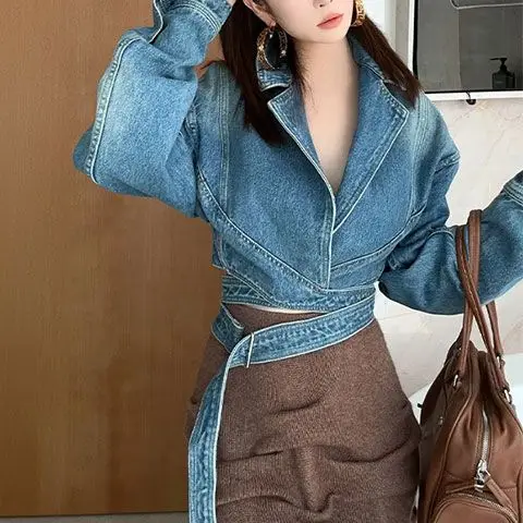 Veste en jean rétro délavé ble - Unique Women'S Formal Wear avis et prix